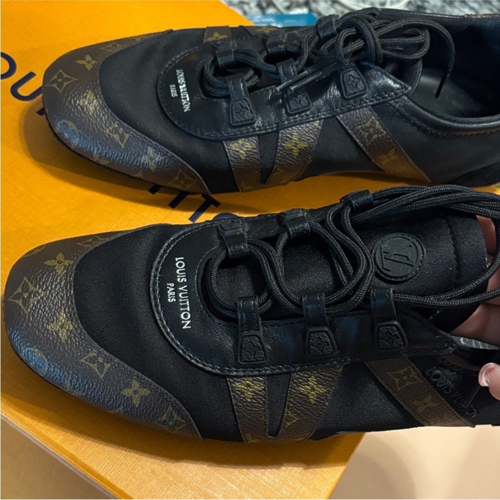 Louis Vuitton Black and Brown Monogram Sneakers - Picture 2 of 3
